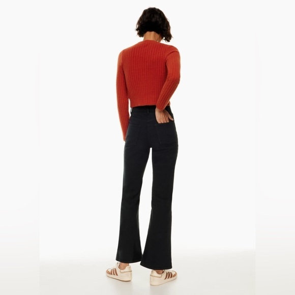 Aritzia Wilfred Free Twostep Pant High-Rise Flared‎ Black Denim Women’s 0 70s - Picture 5 of 13